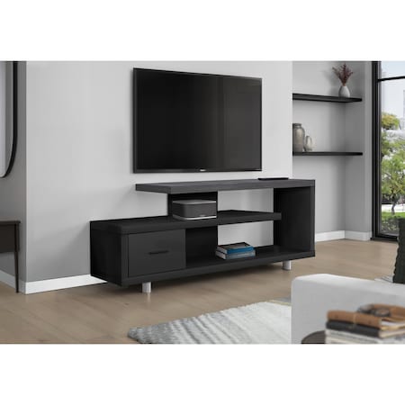 Monarch Specialties Tv Stand, 60 Inch, Console, Storage Cabinet, Living Room, Bedroom, Laminate, Black I 2575