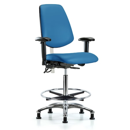 Blue Ridge Ergonomics Vin Hi Ben Chair, Med, Bk, Blu, CL100/ESD, Adjustable Arms, 26" to 35-1/2" Height, Blue BR-NECR-VHBCH-MB-CR-T1-A1-CF-EG-ESDBLU