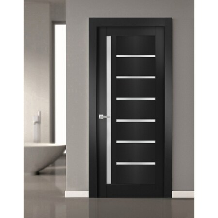 Sartodoors Slab Barn Door Panel 28x80 inches Black Solid Core Modern Interior QUADRO4088S-BLK-28