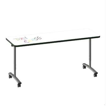 Correll Rectangle Premium Sit To Stand Dry Erase Flip Top Table, 72 in W, 28 in to 38 in H FTS2472DE-80-14-39