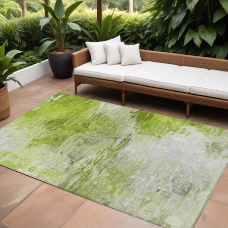 Homeroots 10' X 14' Artichoke Green And Lime Green Abstract Washable Indoor Outdoor Area Rug 577702