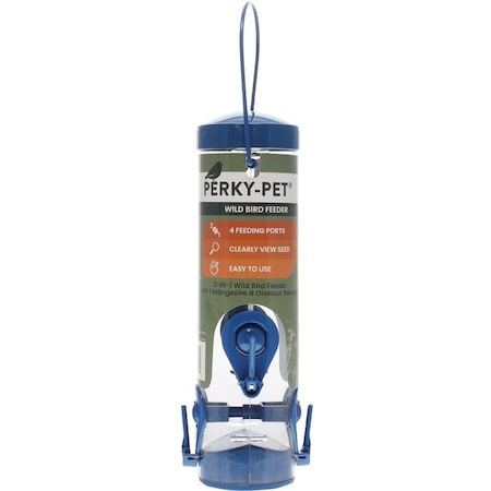 Perky-Pet Tube Bird Feeder, 1.25 lb, Plastic, Navy 3265