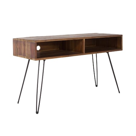 Homeroots 48in Black And Brown Metal And Reclaimed Wood Open Shelving TV Stand 555129