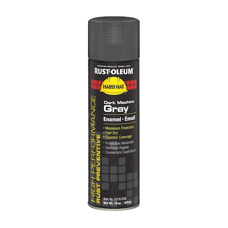 Rust-Oleum Hard Hat High Performance V2100 System Rust Preventive Enamel Spray Paint, Dark Gray, 15 oz, 6PK V2187838CT