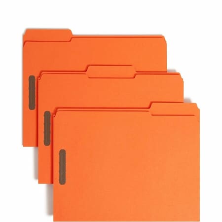 Zoro Select Pressboard Folder, Fastener, Orange, PK50 12540