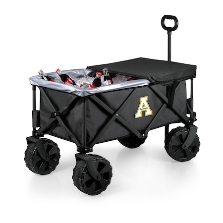 Picnic Time Family Of Brands NCAA App State Mountaineers Adventure Wagon Elite All-Terrain Folding Beach Wagon 741-85-679-794-0