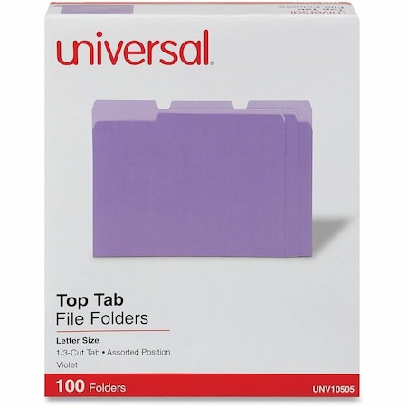 Universal Colored File Folders, 1/3 Cut One-Ply Top Tab, Letter, Violet, 100/Box UNV10505***