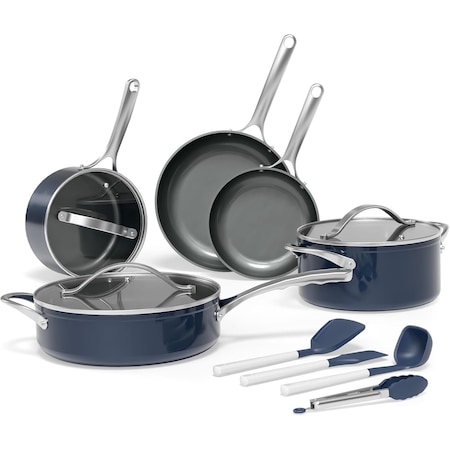 Bakkenmaster Bakken 12-Piece Aluminum Cookware Set, Nonstick, PTFE & PFAS Free, Blue, Oven Safe BAKCRMIC8BLUE