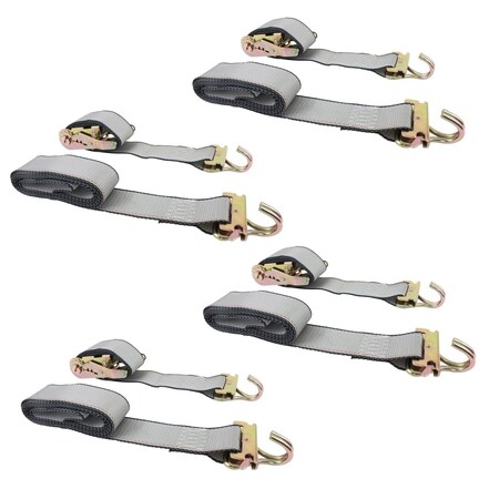 Mytee Products 4 Pack 2'x12ft E Track Ratchet Strap w/ J Hook for Enclosed Trailers, 3000 lbs, 4PK ETKRS12EJx4