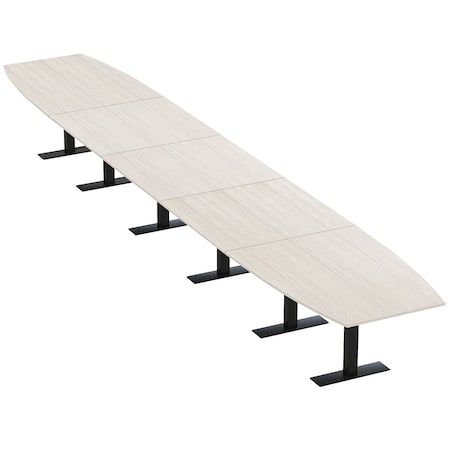 Skutchi Designs 22ft Conference Table With Power Unit | 22 Person Modular Boat Meeting Table | Harmony Series HAR-BOT-48X264-T.BK-K458-NA