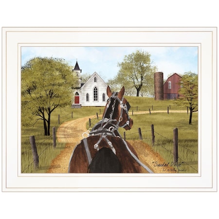 Homeroots Amish on Sunday Drive 1 White Framed Print Wall Art 406392