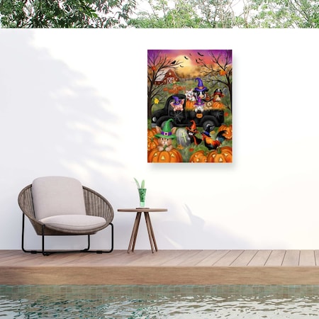 Trademark Fine Art Outdoor Canvas Art Jean Francois Halloween Farm Animals Wall Art for Patios, or Gardens GRL01669-OC1824WR