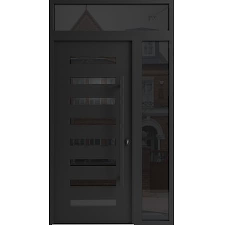 Vdomdoors Aluminum Door Iron 0188 Black Entry Steel Metal Classic Painted 52 x 94 (36+16 x 80+14)-Left Inswin IRON0188EXD-BLK-W36+16xH80+14-LH-I