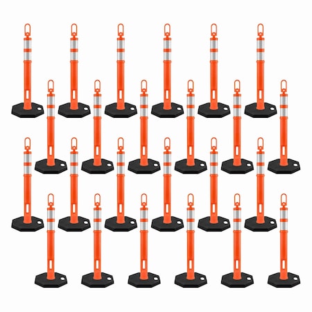 Jrex Safety 42 in Ring Loop Orange Traffic Delineator Post with 13 LB PVC Base, 24PK DLRB-JR-ORG-42-24PK