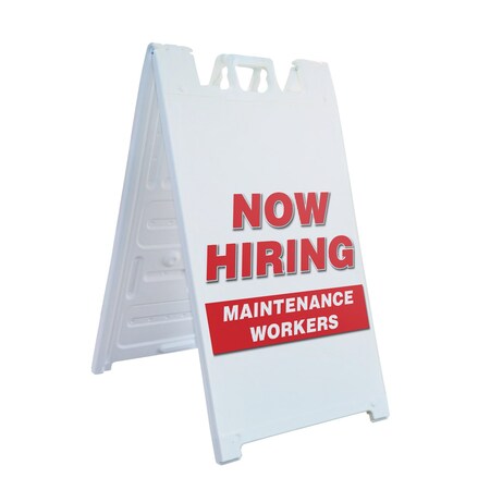 Signmission Maintenance Workers, A-Frame & 2 Decals Installed, Heavy-Duty Plastic Frame SBHD-D-2436-MAINTENANCE WORKERS