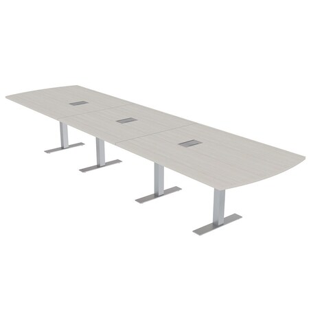 Skutchi Designs 16ft Arc Rectangle Conference Table With Power | Harmony Series | 16 Person Meeting Room Table HAR-AREC-48X192-T-K458-ESIL
