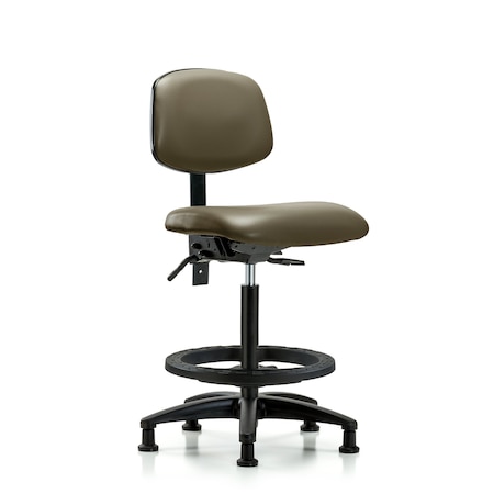 Blue Ridge Ergonomics Vinyl Chair, High Bench, Tilt, Foot Ring, Glides, Taupe BR-VHBCH-RG-T1-A0-BF-RG-8809