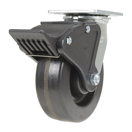 Vestil Phenolic Swivel With Total Brake Caster 6 In. Diameter x 2 In. Width 1200 Lb. Capacity Black CST-VE-6X2PH-SWTB
