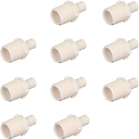 Everflow 1'' PEX Barb x MIP Adapter Pipe Fitting; Plastic Poly Alloy PK PPMA1010-10