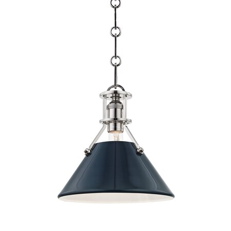 Hudson Valley Lighting Mark D. Sikes X Painted No.2 1 Lt. Pendant 9.5 In. Polished Nickel/Dark Blue MDS351-PN/DBL