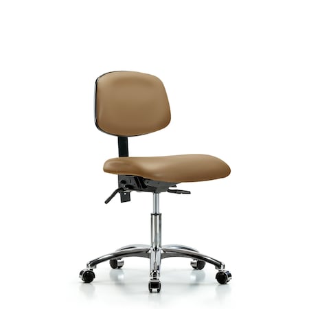 Blue Ridge Ergonomics Desk Chair Desk Chair, Vinyl, Chrome Casters, Taupe, No Arms, 18" to 23" Height, Vinyl, Taupe BR-VDHCH-CR-T0-A0-CC-8584