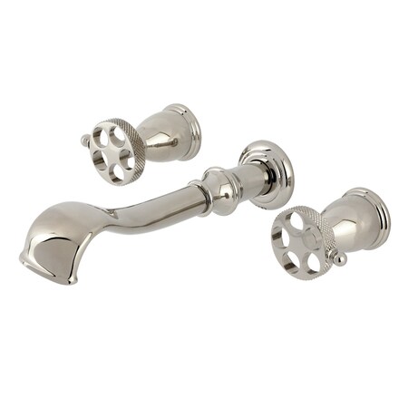 Kingston Brass Two-Handle Wall Mount Tub Faucet with Knurled Handle, Polished Nickel KS5026RKX