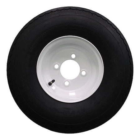 Antego Single Trailer Tire On Rim 570-8 5.70-8 Load C 4 Lug White Wheel A83750201157065708