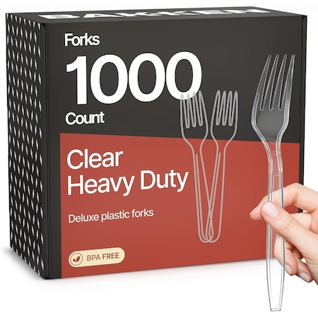 Bakkenmaster Disposable Cutlery Set Heavy-Duty BPA-Free Plastic Forks, Reusable and Heat-Resistant, 1000PK BK-1000CF