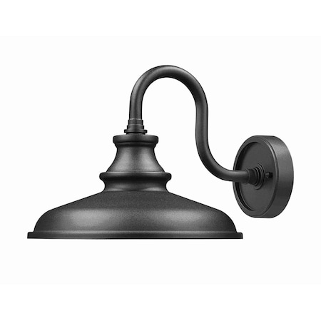 Z-Lite RLM 1-Light Outdoor Wall Light, 12 in W x 10.25 H, Sand Black 5023M-BK