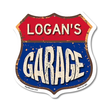 Signmission Logan's Garage, 12 Inch X 12 Inch, Aluminum Metal Sign SHI-A-12-383-LOGAN
