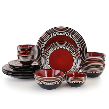 Gibson Elite Cafe Versailles 16 Piece Double Bowl Dinnerware Set - Red 75097814M