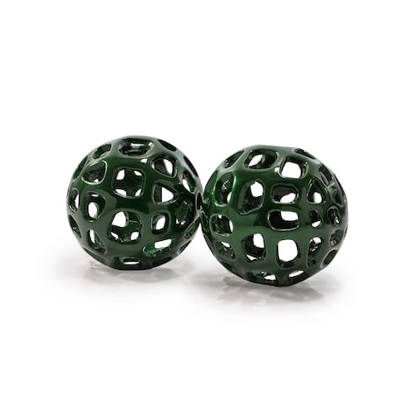 Homeroots Set of Two Green Aluminum Hand Painted Decorative Orbs, 2PK 722456