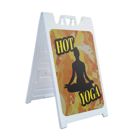 Signmission Hot Yoga, A-Frame & 2 Decals Installed, Heavy-Duty Plastic Frame SBHD-D-2436-30394