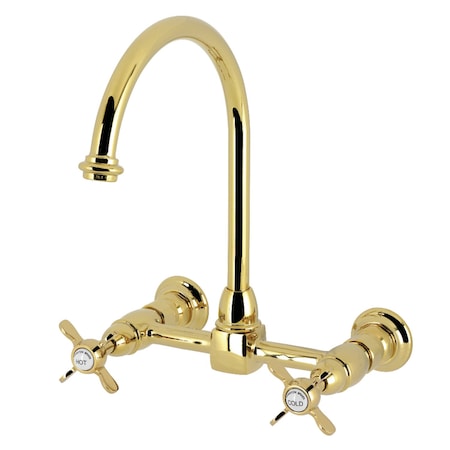 Kingston Brass Two-Handle Wall Mount Bridge Kitchen Faucet, Polished Brass KS1292BEX