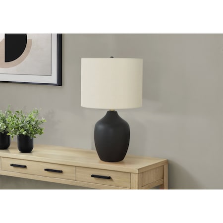 Monarch Specialties Lighting, 22 in.H, Table Lamp, Black Ceramic, Ivory / Cream Shade, Transitional I 9708