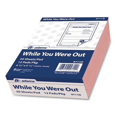 Adams Business Forms While You Were Out Memo Pad, One-Part (No Copies), 4.25 x 5.5, 600PK 9711D