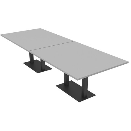 Skutchi Designs Rectangle Conference Table With Power, 48 in W, 144 in L, Grey HAR-REC-48X144-DOU.BK-U779-NA
