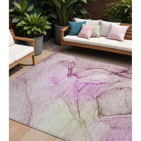 Homeroots 8' X 10' Pink Abstract Washable Non Skid Indoor Outdoor Area Rug 559403