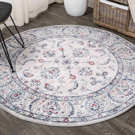 Jonathan Y Modern Persian Vintage Light Gray/Red 6 ft Round Area Rug MDP107A-6R