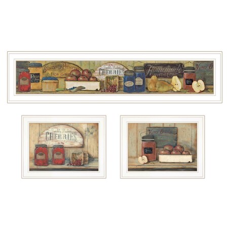 Set Of Three Country Kitchen 1 White Framed Print Kitchen Wall Art, 3PK