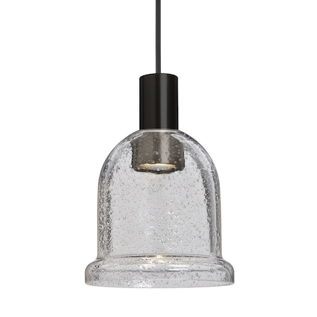 Besa Lighting Besa Kiba Pendant, Clear Bubble, Black Finish, 1x 3W LED 1XT-KIBACL-LED-BK