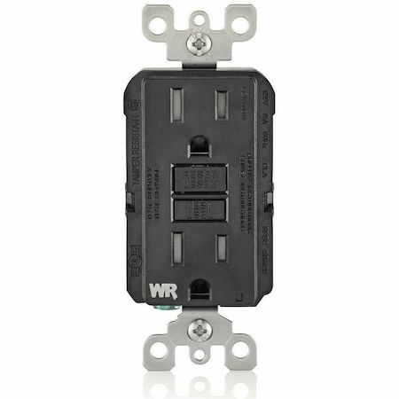 Leviton GFIRcptcl, 15A, 125VAC, Blk, Polycarbonate GFWT1-E