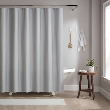 Arkwright Home Poly Shower Curtain Set 72x72 Damask Light Grey - Case of 12, 12PK SCSETD-7272-LG