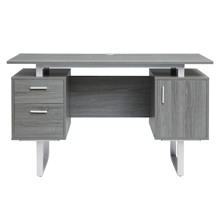 Homeroots 51" Gray Wood Computer Desk With Two Drawers 723751