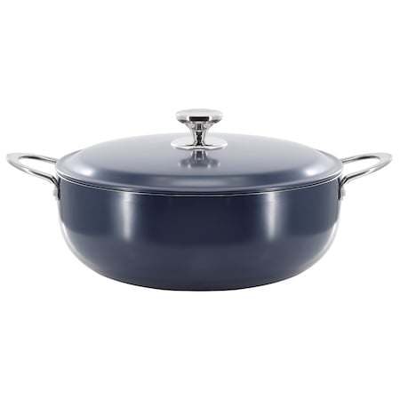 Oster Cartagena 9.3 Quart Nonstick Aluminum Caldero with Lid in Dark Blue 143700.02