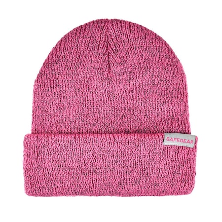 Jj Keller Reflective Knit Hat, Safety Beanie, Winter Hat, Pink 68146