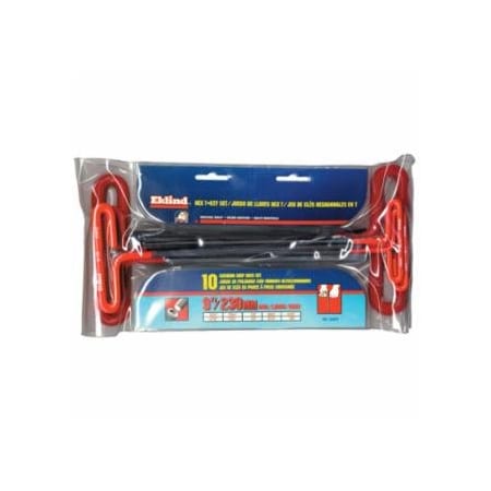 Eklind Cushion Grip Hex T-Key Set, 10 per pouch, Hex Tip, Inch, 9 in Handle 269-53910