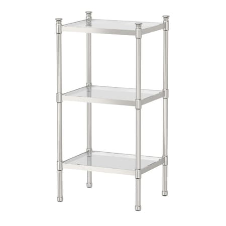 Gatco Rectangular 3-Tier Glass Taboret, Satin Nickel 1352