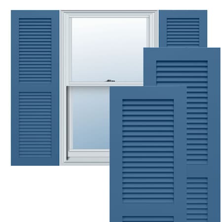 Ekena Millwork True Fit PVC Two Equal Louver Shutters, Sojourn Blue, 12W x 56H, PR TFP101LVF12X056HB