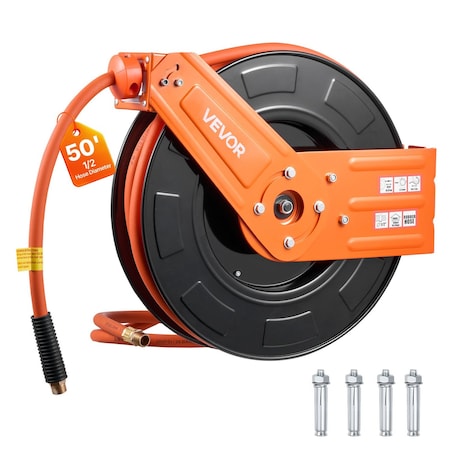 Vevor Retractable Air Hose Reel 50 FT x 1/2 Inch Air Compressor Hose Max 300PSI NT-A20